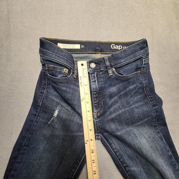 Gap 1969 Jeans Womens Size 25 Blue True Skinny Distressed Stretch Denim - Picture 8 of 12